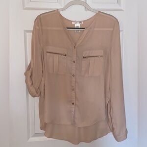 A’Gaci - Button Down Long Sleeve Blouse - L